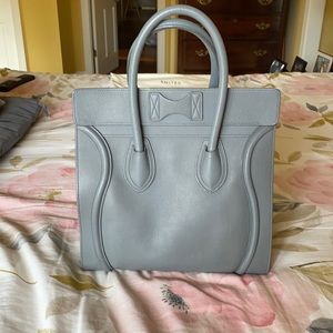 Stunning Celine Nano bag in on trend grey pebbled leather
